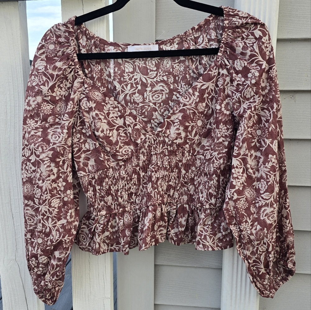 Olivaceous Floral Top